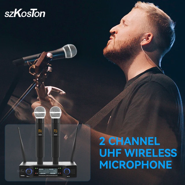 Sistema microfono Wireless UHF professionale microfono palmare Karaoke 80M  per Home Theater altoparlante PA Singing Party Church