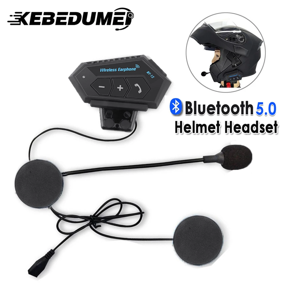 

Motorcycle Helmet Headset Bluetooth V5.0 Handsfree Earphone Stereo Headphone Wireless Music Player for Motobike Riding