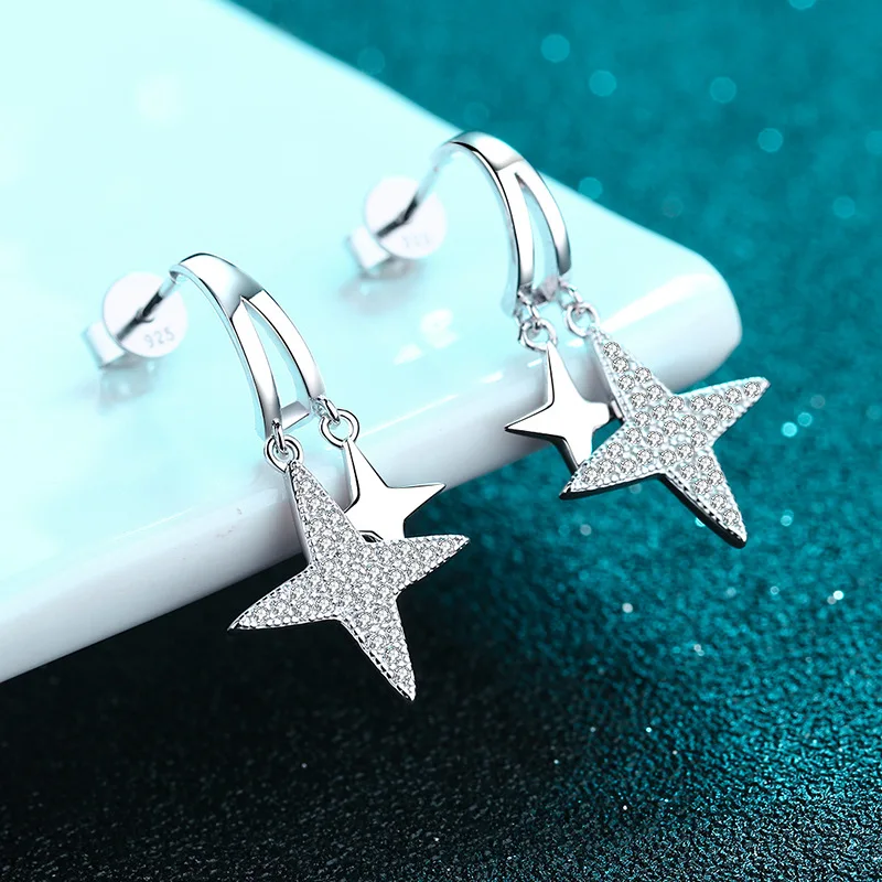 Exquisite PT950 Platinum Women's 0.4 Carat Star-Full Moissanite Stud Earrings, Elegant, Sparkling, and Perfect for Everyday Wear