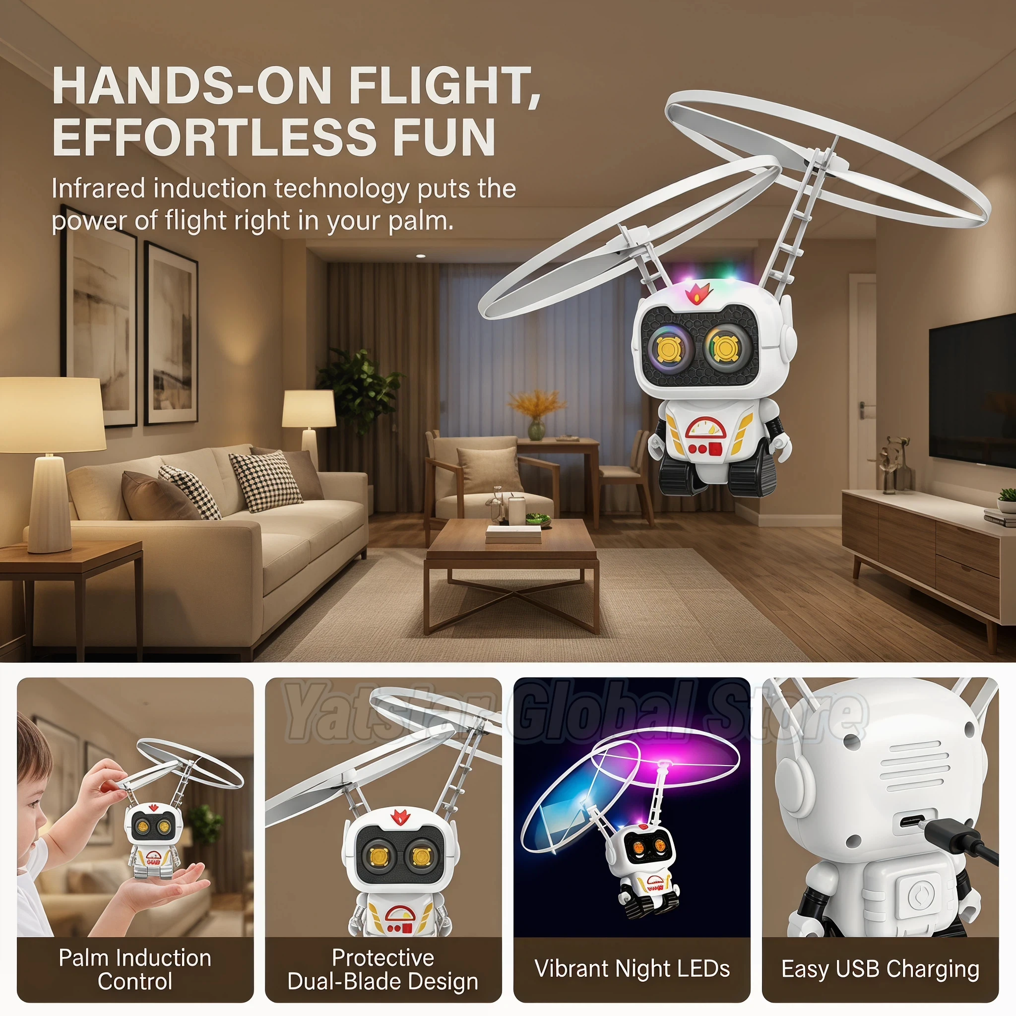 Drone OVNI Robot Volant Détection Gestuelle Enfant 2026