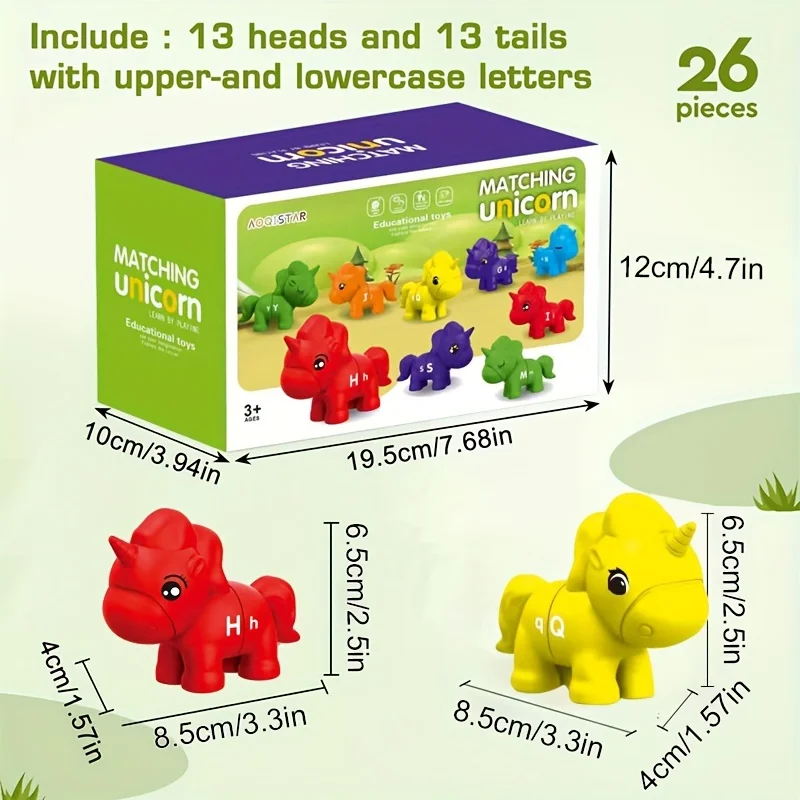 Letter/Number Learning Educational Toys, 26 Letters Color Matching Animal Toys, Writing ABC Color Matching Sorting Game, Montess 5