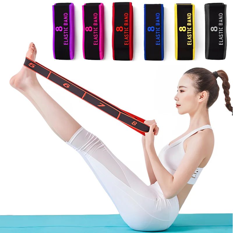 8 Section Style Yoga Resistance Bands Dance Resistance Band Stretching Pilates Fitness Digital Elasticity Stretch Training Tension Belt