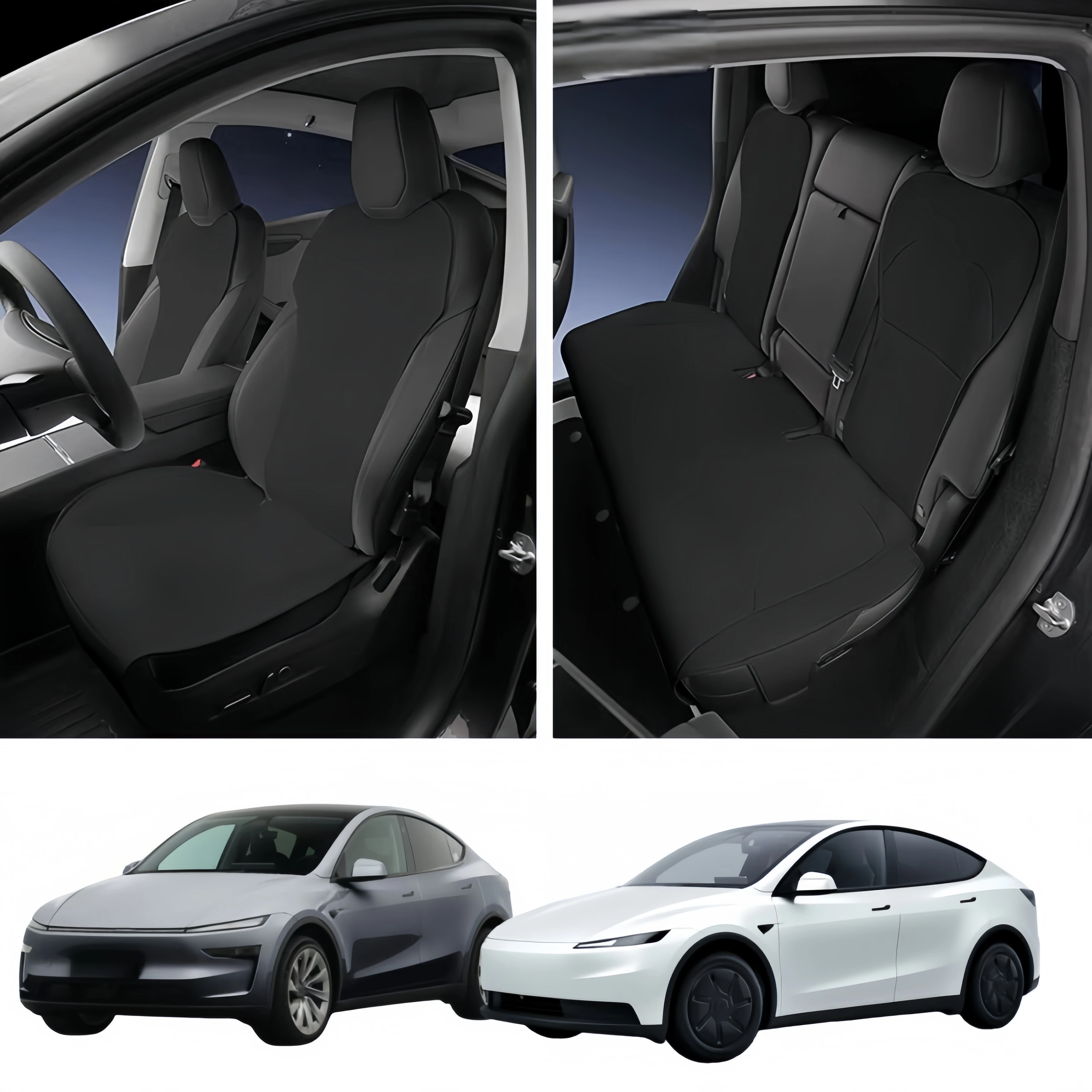 7-teiliges Set für Tesla Model Y Juniper 2025+ Standard Exklusive Halbtransparente Sitzbezüge Atmungsaktive Ganzjahres-Innenausstattung – Detail 6