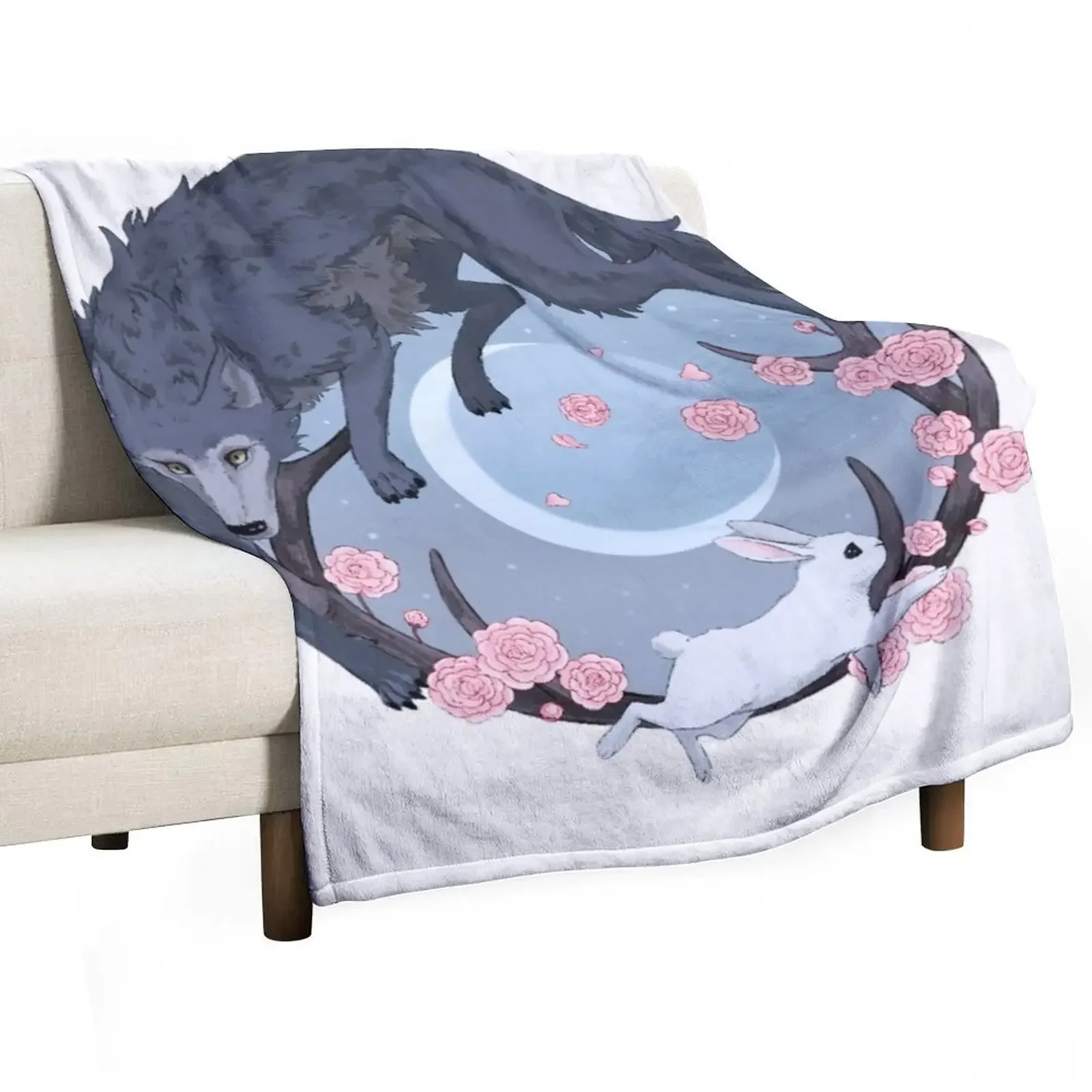 

Rabbit and Wolf Throw Blanket For Sofa Thin for sofa Softest Blankets