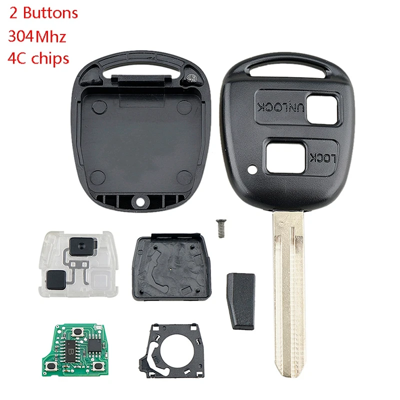 Car Smart Remote Key 2 Buttons 4C Chip Car Key Fob Toyota Corolla 2001-2007 304MHZ car remote key,car key
