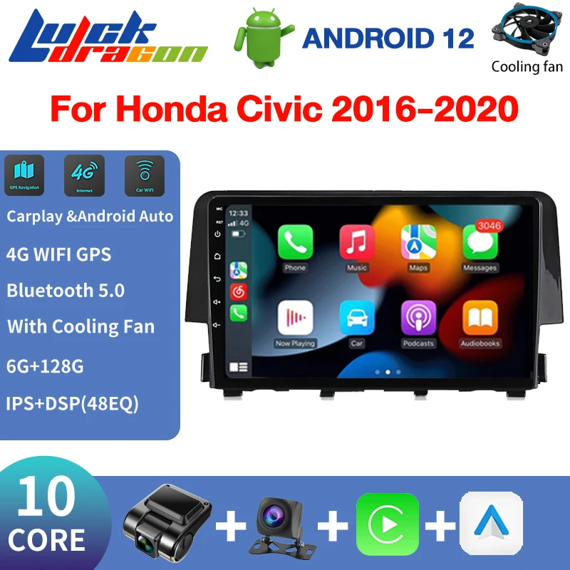

WIreless Carplay Bluetooth Android Auto GPS WIFI 4G 10Core Radio 2Din Android For Honda Civic 2015 2016 2017 2018 2019 2020