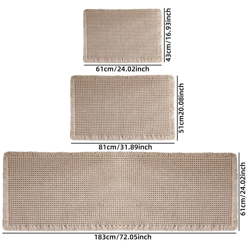 Ultra-Absorbent Waffle Bath Mat with Tassel Detailing