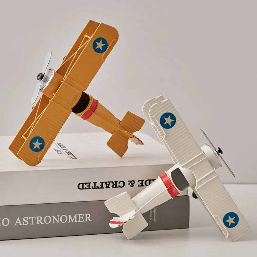 Vintage Metal Airplane Model Retro Iron Aircraft Home Children Room Decoration Kids Gift Collection Delicate Ornament Photo Prop