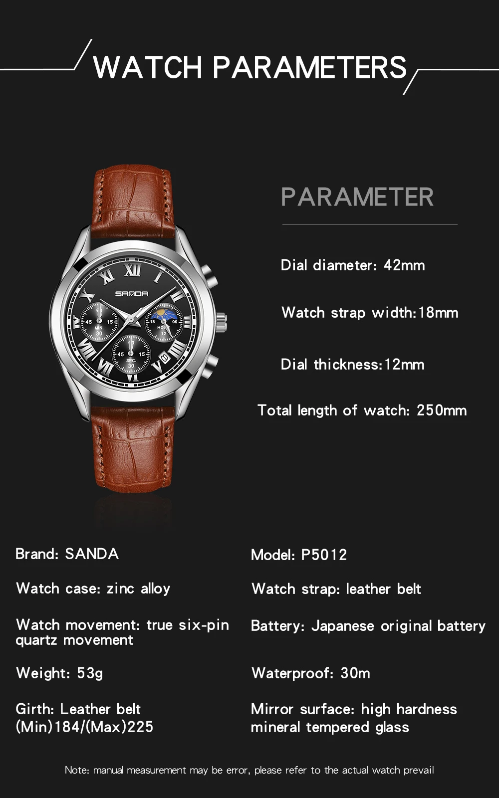 2023 New SANDA Fashion Watches for Men Luxury Sport Business WristWatch ​Waterproof Quartz Big Clock Digital Male Watch 5012