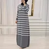 Eid femmes musulmanes Robe en tricot rayures Jalabiya caftan Islam robes longue Robe Ramadan maroc dubaï Abayas robes en tricot