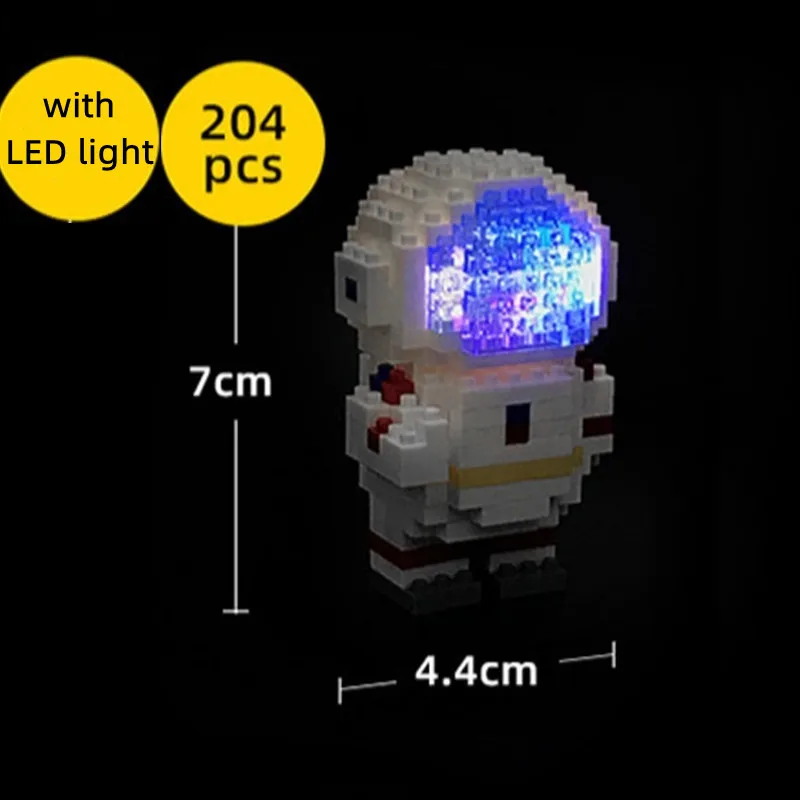 Space Micro Building Blocks Spaceman Figures Astronaut Display Box LED Light Diamond Mini Brick Toys for Kids Gifts