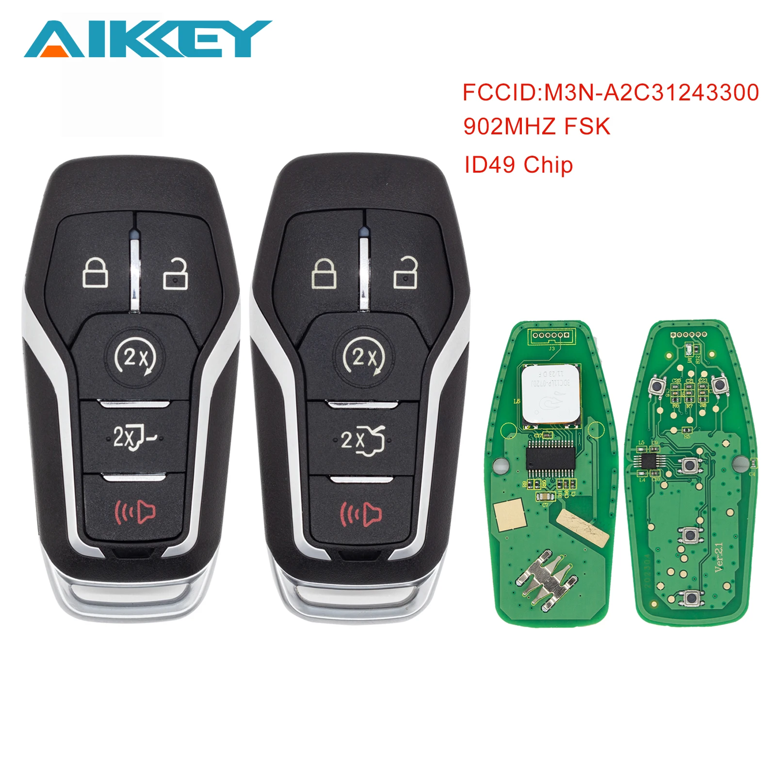 

AIK M3N-A2C31243300 Car Remote Key For Ford Fusion Explorer Edge Mustang 2013-2017 902MHz ID49 Chip FSK Car Accessories Dropship