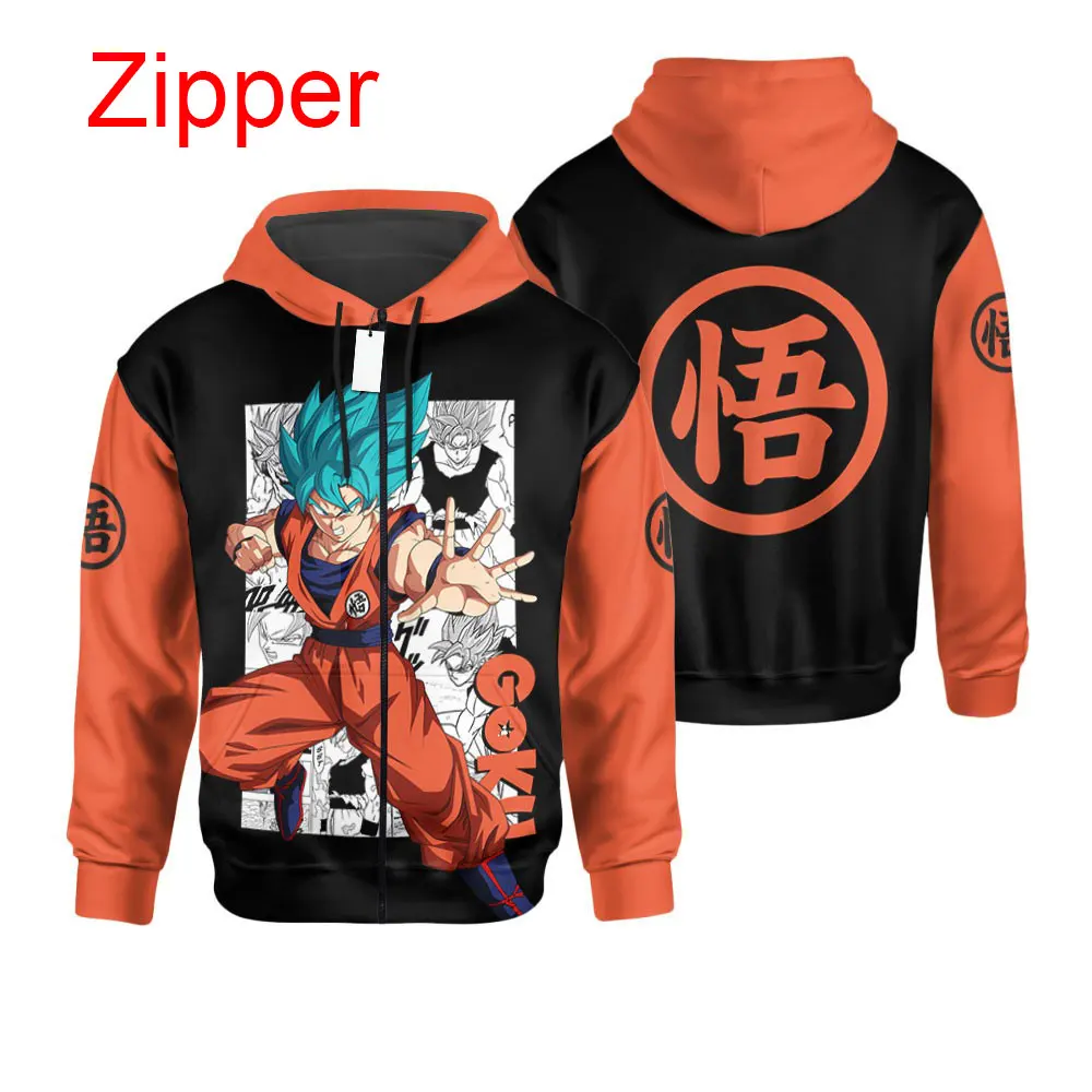 

Мужская/Женская толстовка с капюшоном Goku, синяя Толстовка большого размера с капюшоном на молнии, осень 2024