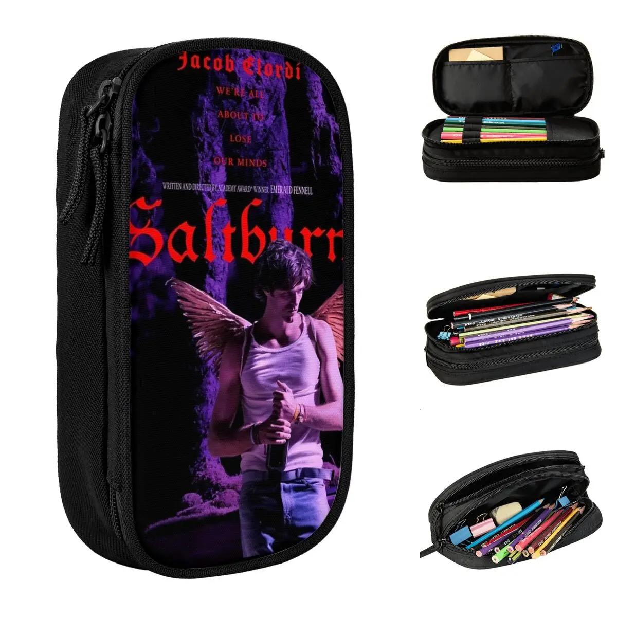 

Saltburn Jacob Elordi Pencil Case Movie Pen Holder Bags Kids Large Storage Students School Cosmetic Pencil Pouch