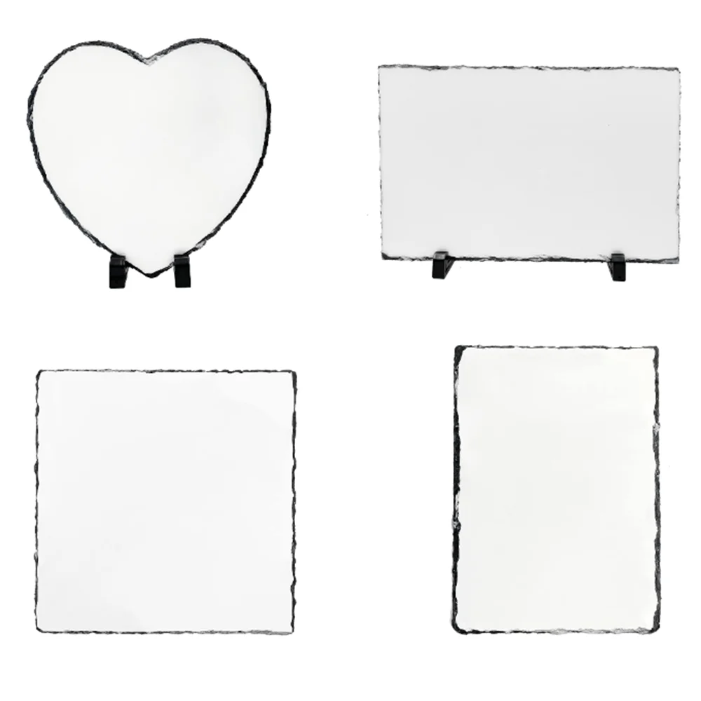 1pc Sublimation Blank Slate Rock Picture Frame with Stand DIY Memorial Frame for Heat Transfer 4 Shapes