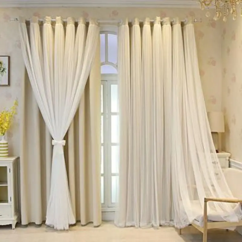 

Net Red Curtains Live Broadcast Double Blackout Background Curtains Cloth Gauze Integrated Girly Heart Princess Room, Bedroom, L