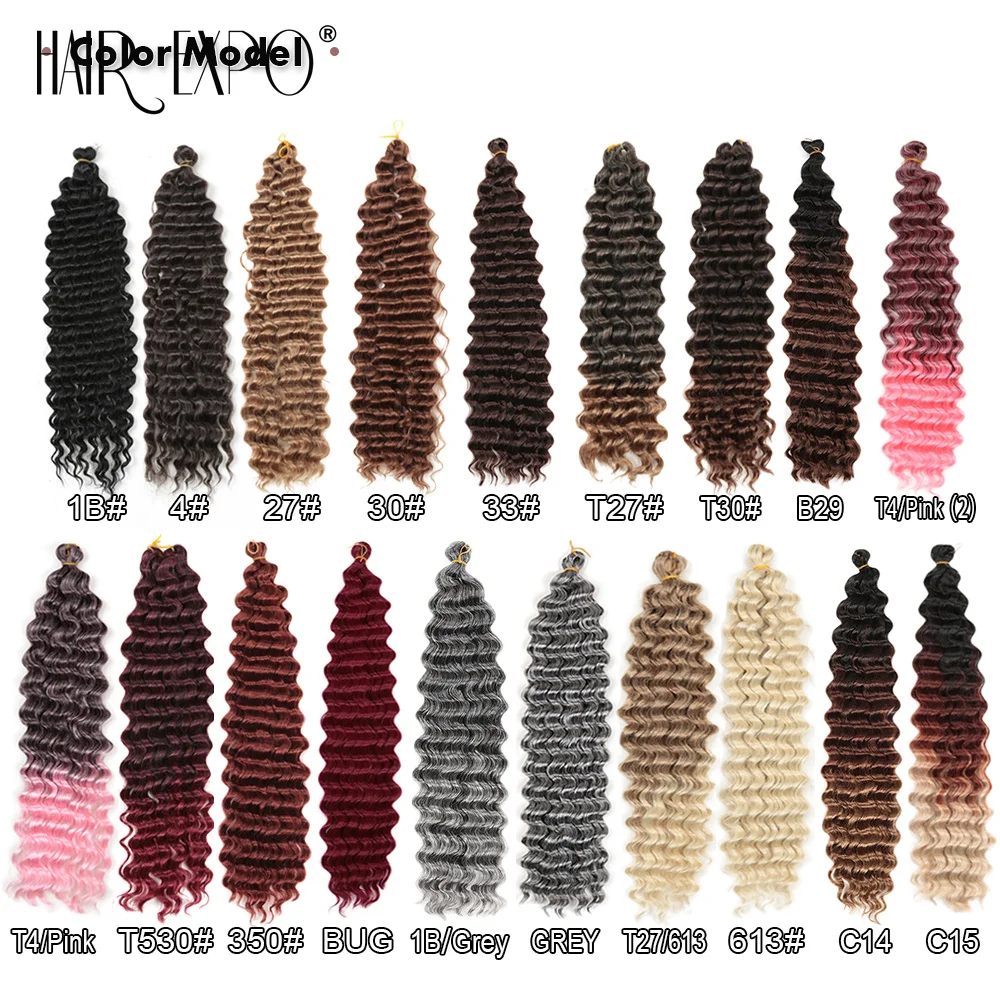 22"28"Freetress Deep Wave Twist Crochet Hair Synthetic Soft Deep Twist Braiding Hair Extensions Omber Ocean Wave Hair For Women 4
