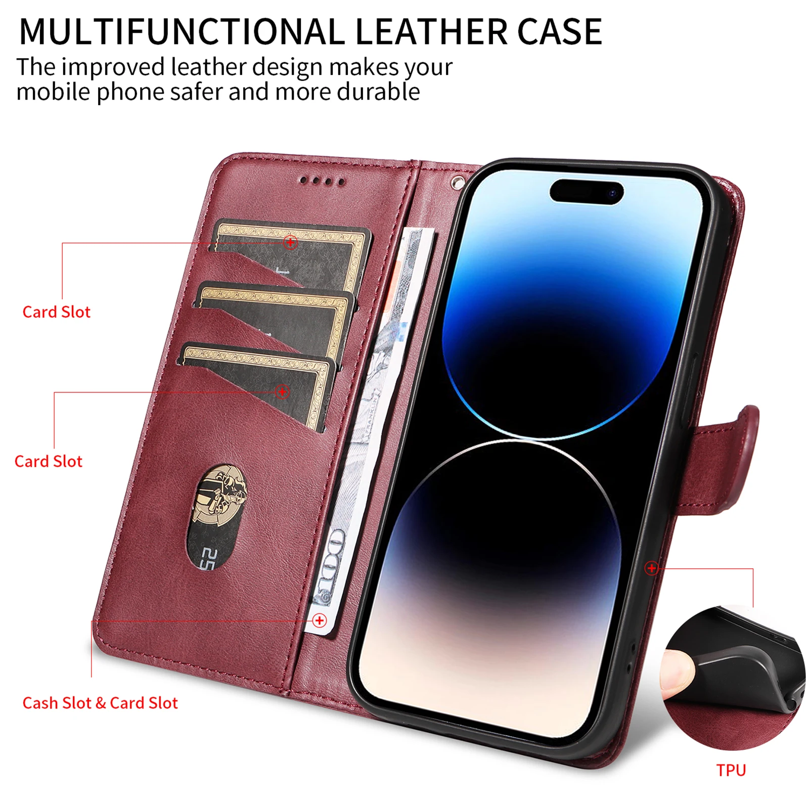 Magnetic Wallet Flip Leather Shockproof Phone Cover