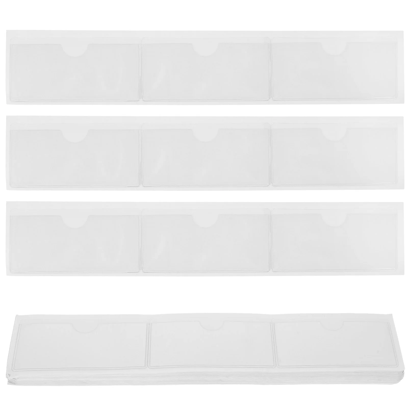 100 Pcs Label Set Index Card Holder Sleeves Self Adhesive Pockets Sticky Pvc Clear Plastic Holders