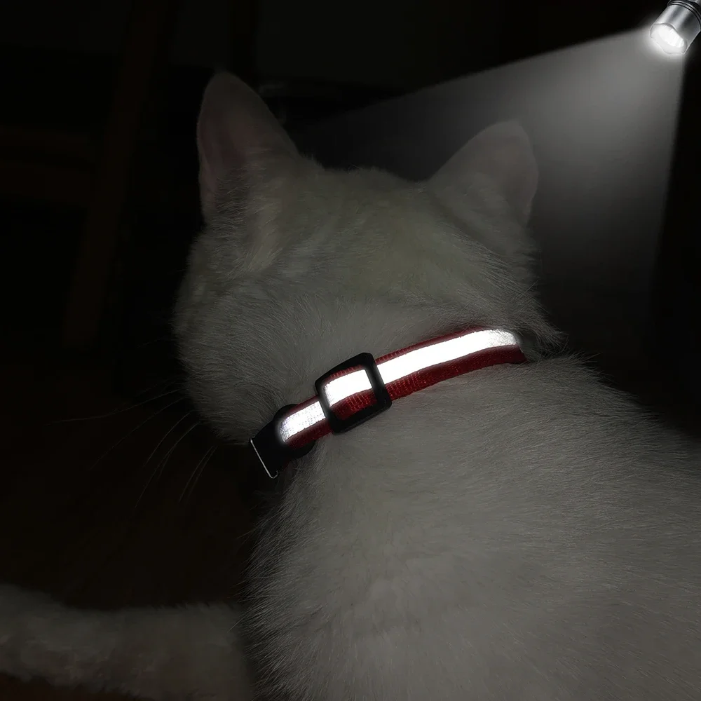 Customized Reflective Cat Collar with Free Engraved ID Nameplate, Bell & Anti-Lost Design