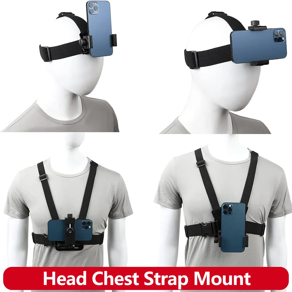 Enhanced Action Camera Kit: 6-Piece Set with Head and Chest Straps for Increased Stability and Versatility