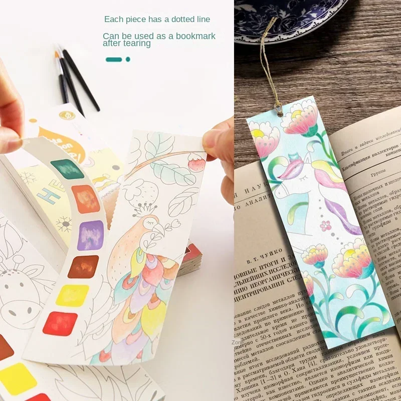 20 Sheets Portable Children Watercolor Painting Book Paint with Water Kids Gouache Graffiti Picture Coloring Drawing Toys Gifts 5