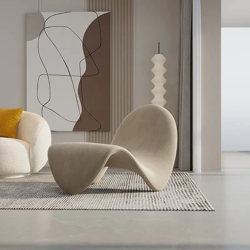 Living room chair tongue chair lazy person sofa single designer models living room balcony lying leisure creative net red Ins style single chair