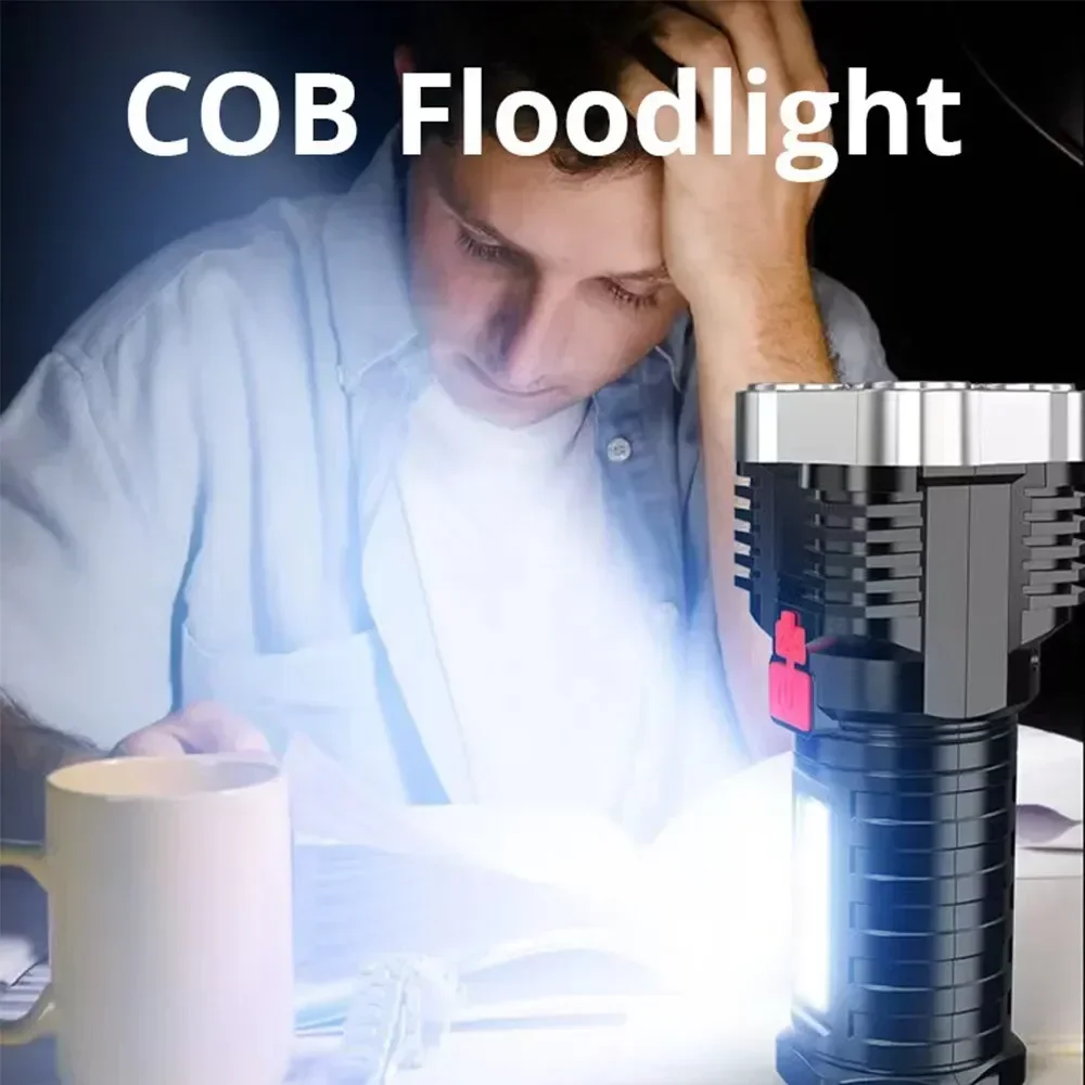 5LED 고출력 LED 손전등 캠핑 모험 야외 활동을 위한 측면 조명 3가지 조명 모드가 있는 충전식 캠핑 스포트라이트