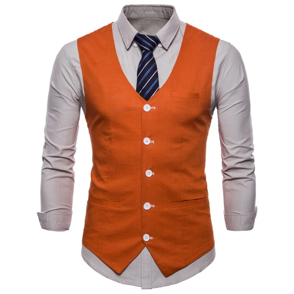 2022 new spring and autumn foreign trade British men's solid color single breasted vest multicolor casual Korean vest coat suit for men