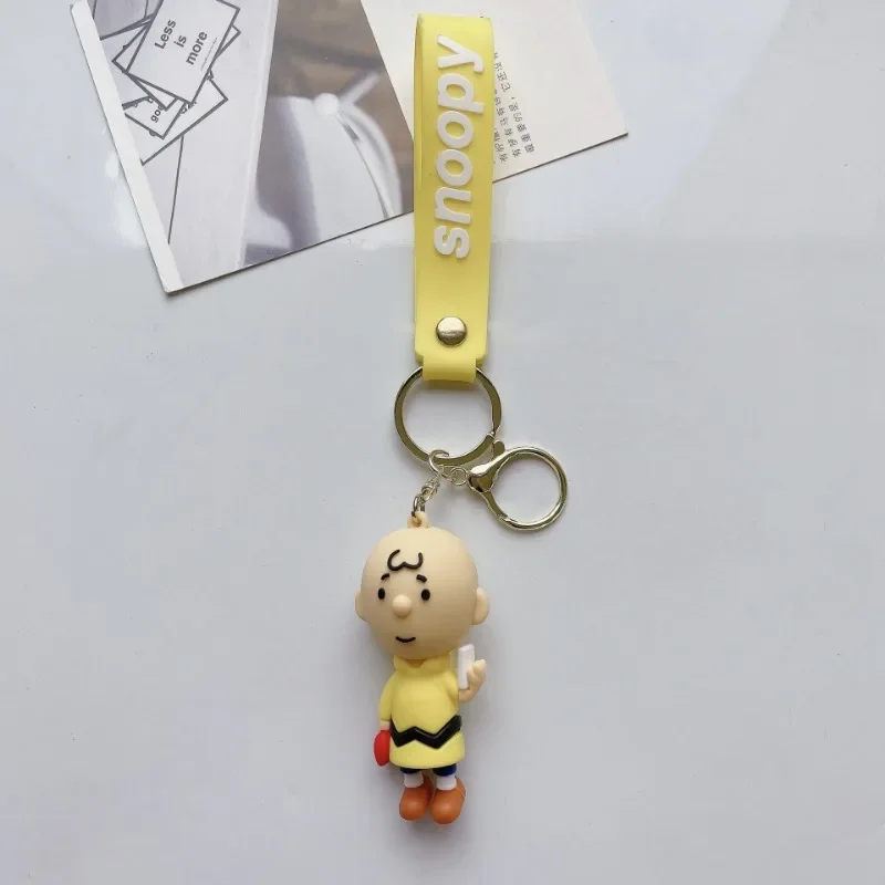 Snoopy Woodstock Charlie PVC Keychain Cute Cartoon Couple Chain Soft Rubber Small Pendant Key Ring Gift Decoration Accessories 6