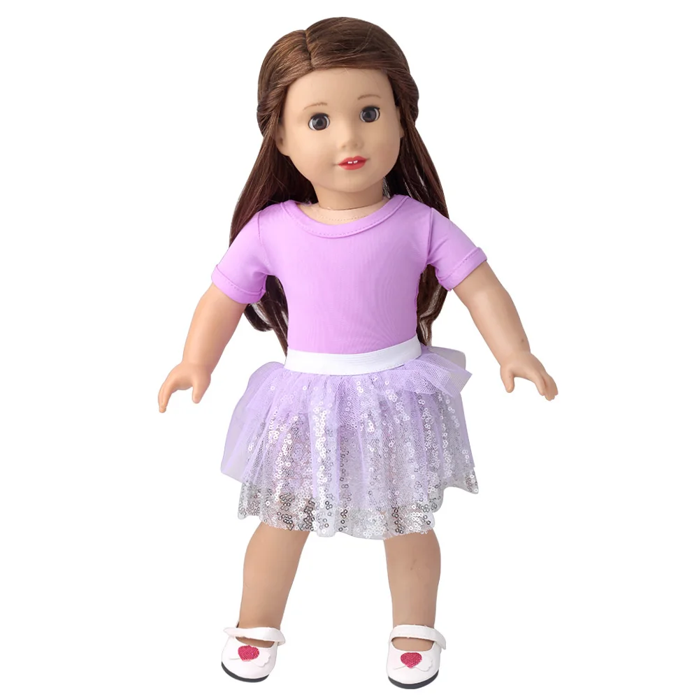 

Приталенный фиолетовый топ + юбка с блестками American Ours & Generation, 18 дюймов, кукольная одежда для девочек, детские игрушки 43 см, аксессуары для кукол