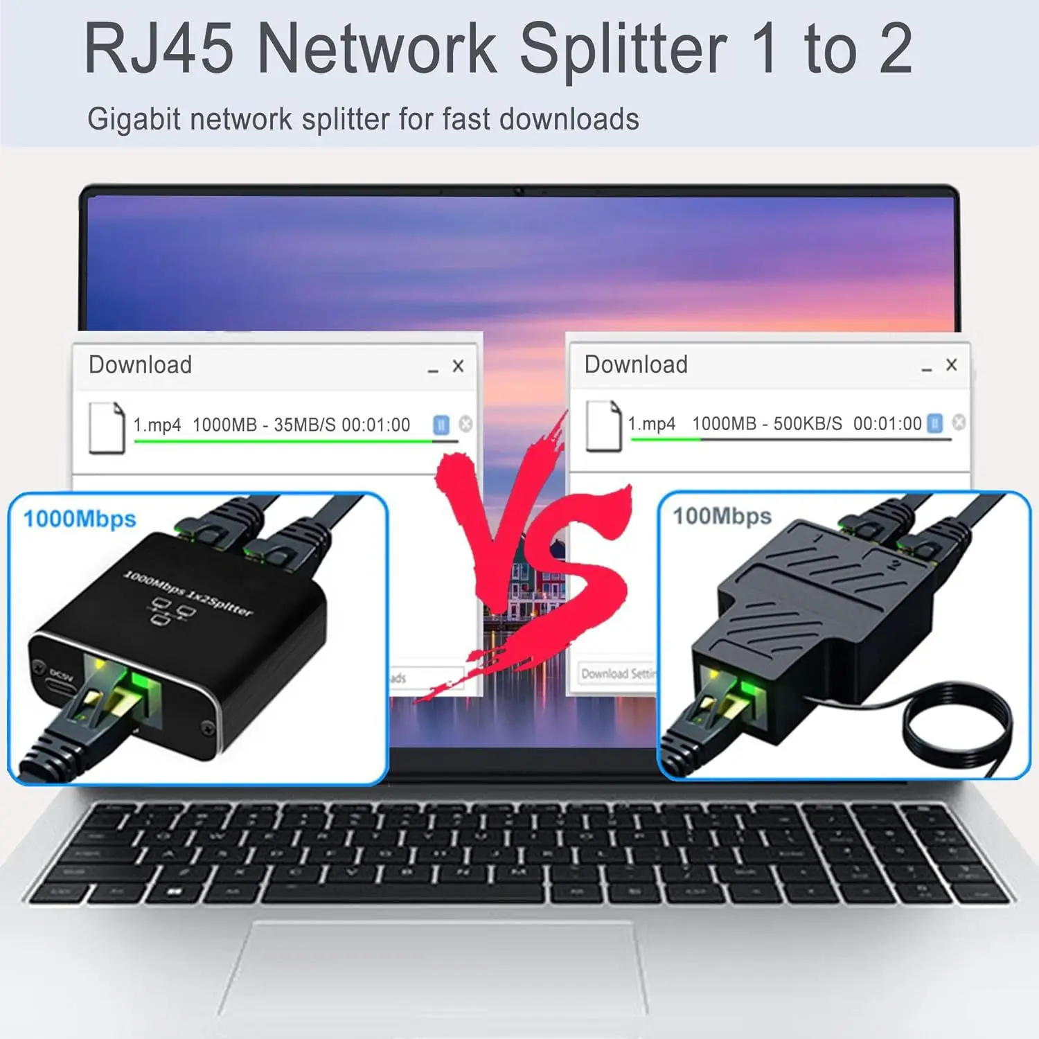 1 IN 2 OUT 네트워크 분배기 1000Mbps RJ45 어댑터 기가비트 변환기 인터넷 이더넷 8P8C 확장 플러그 연장기