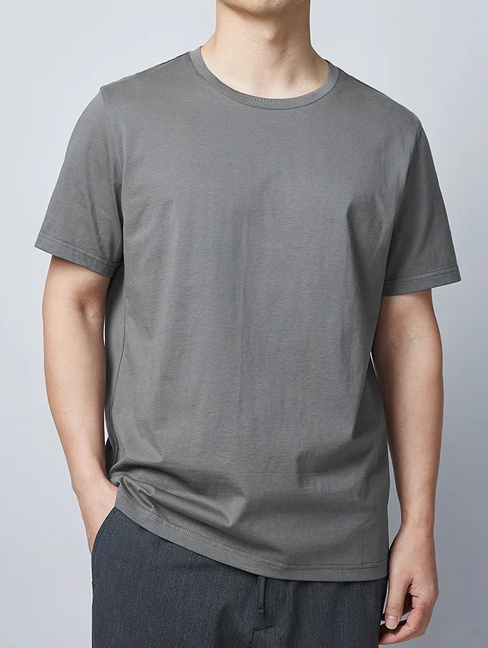 

2022 Men's lapel short-sleeved t-shirt overalls solid color cotton men's casual summer new collared t-shirt