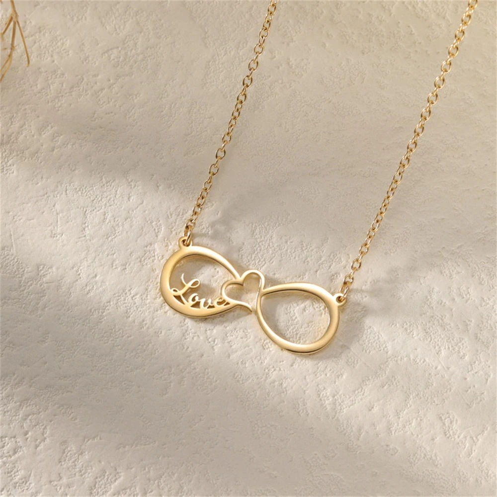 

Custom Stainless Steel Infinity Name Necklace Boho Jewelry Personalized Heart Nameplate Pendant Bridesmaid Gifts For Women