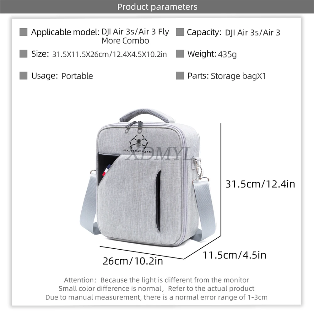 Intérieur de l'étui de transport rigide pour DJI Air 3 et Air 3s, mousse découpée pour drone et accessoires.