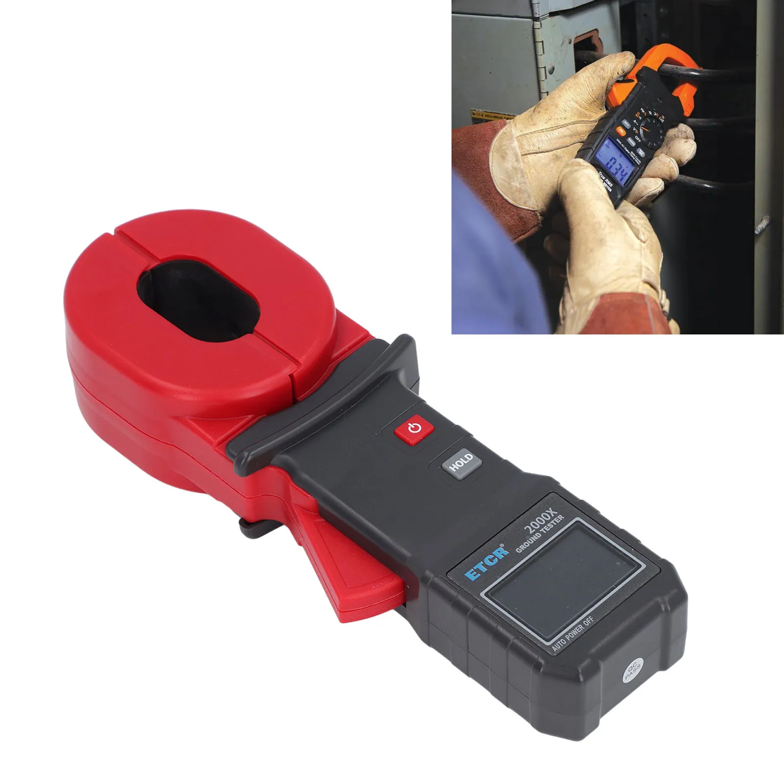 Resistance Tester Digital Ground Resistance Meter LCD Display 0.01~500&Omega; Auto Ranging Clamp Earth Resistance Meter Tester