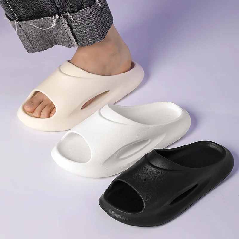 Tofflor för kvinnor och män Halkfria med tjock sula Mjukt skum Sliders Tofflor för inomhus utomhus Slip Comfy_voghion.com
