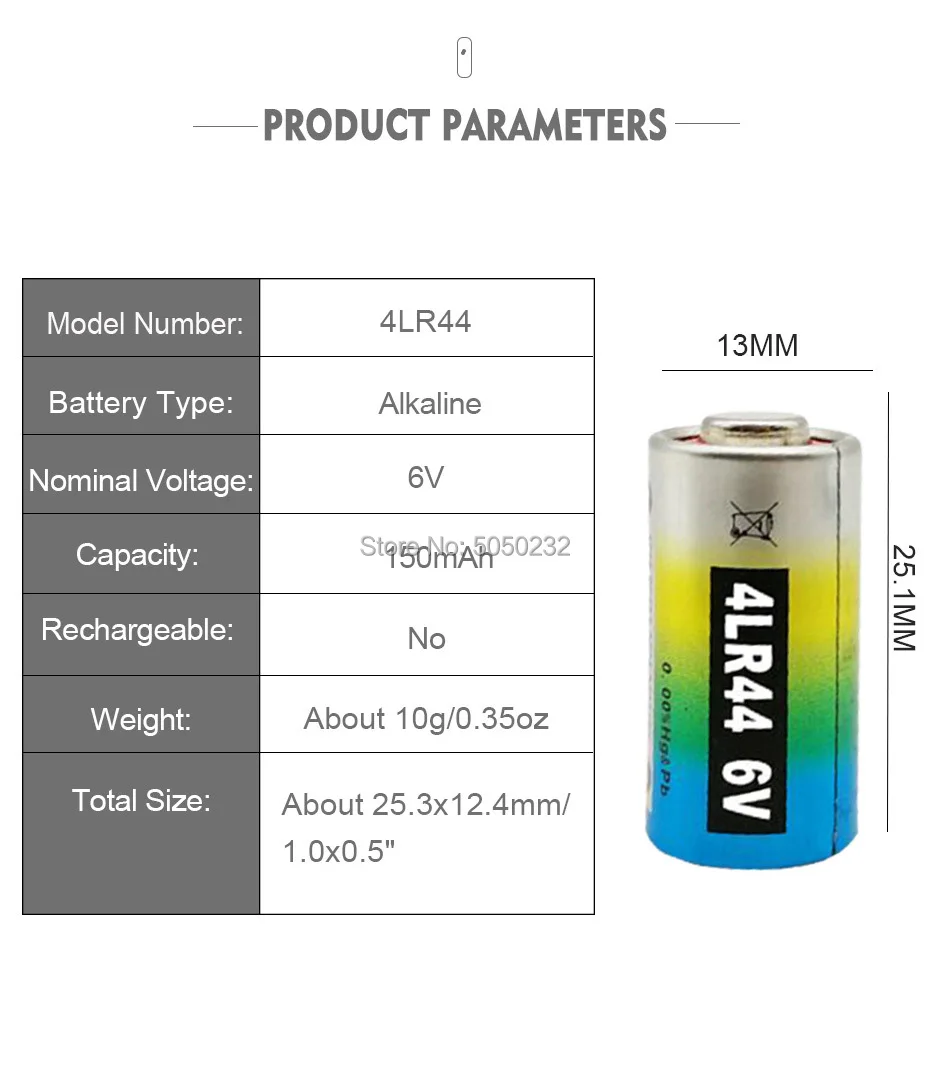 Alkaline Battery Disposable Battery 5pcs/lot 4LR44 476A L1325 6V Dry Alkaline Battery Cells Car Remote Watch Toys Calculator High Capacity