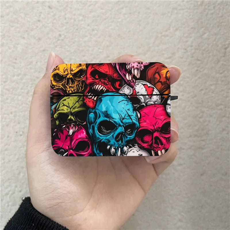 Black Skull Design Wireless Earphone Protective Case
