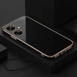 Candy Bumper Transparent Phone Case with Soft Wavy Lines Design for Realme 10 ProPlus (Gs6D black)