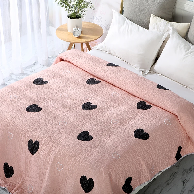 Summer Pink Cotton/Polyester Quilt 1 piece Twin Size Student Quilts Sofa Blanket Bedspread Bed Cover Sheet Bedding Coverlets #sw