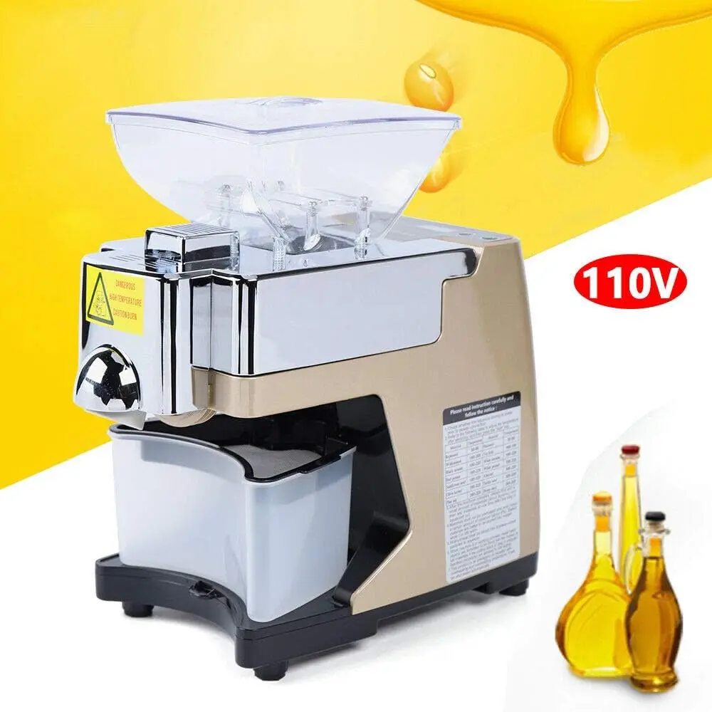 Hot And Cold Oil Press Machine, 110V Automatic Squeezer Oil Presser Stainless Steel Automatic Press Suitable For Squeezing A