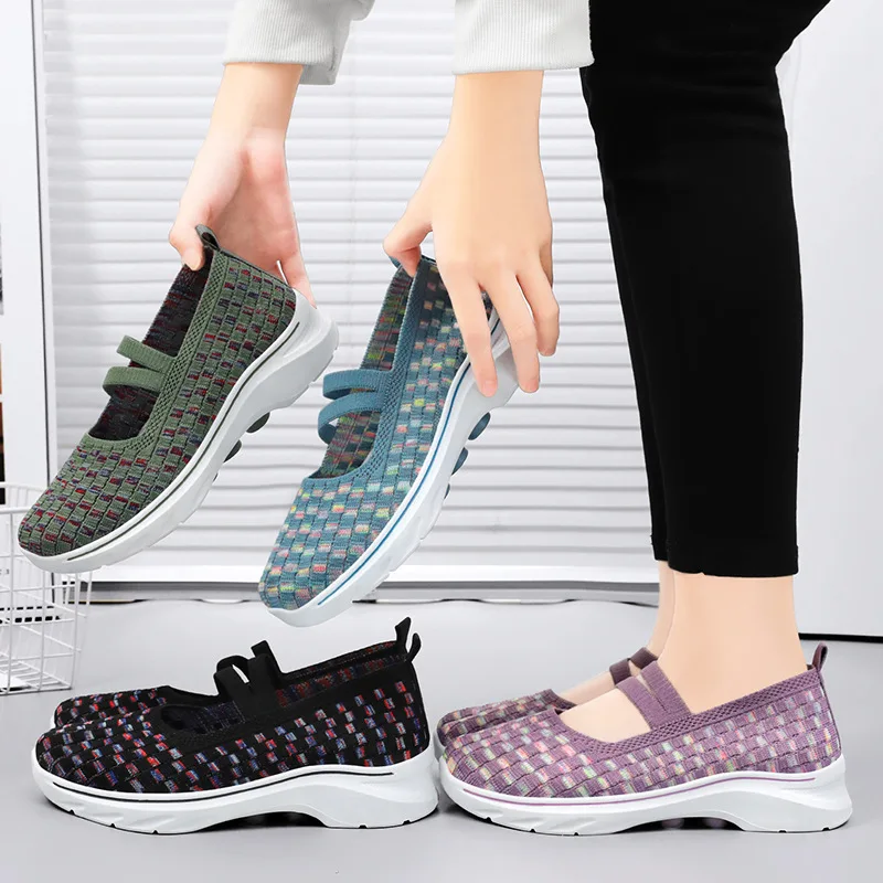 New Women's Shoes Work Comfortable Colored Casual Single Shoes Breathable Soft Sole Middle Aged Women's Shoes