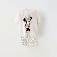 Minnie Tshirt Full Print Shorts Two Piece Set Toddler New Design Costume Kids Girls Cute Short Sleeve Outfits Thin Tees Shorts 2