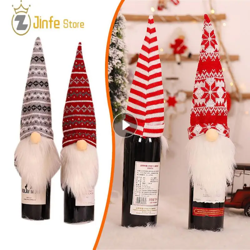 

1Pcs Christmas Decorations For Home Santa Claus Wine Bottle Cover Snowman Stocking Gifts Holders Xmas Navidad Decor New Year