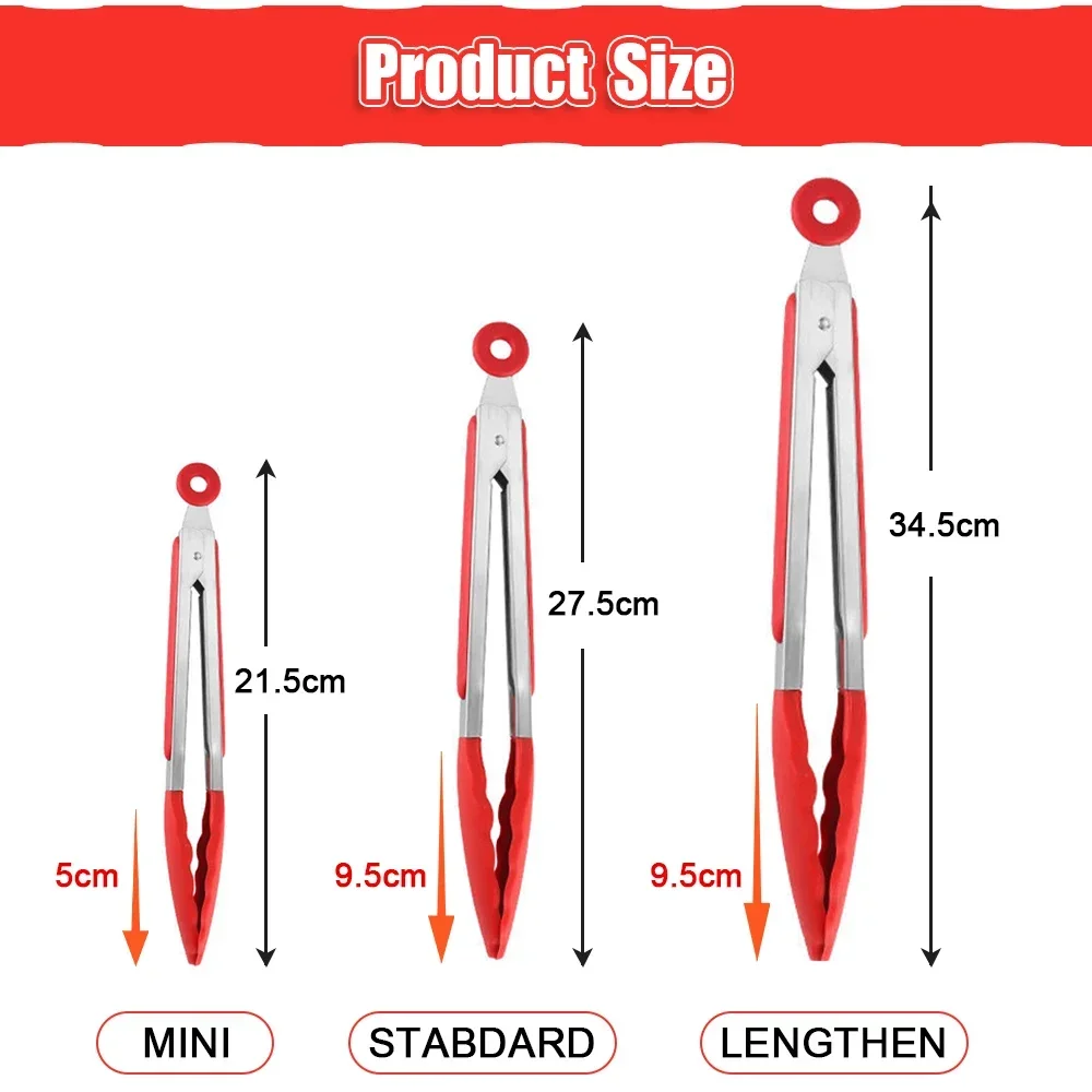 Silicone Clips Bread Barbecue Steak Food Clips 7/9/12 inch Kitchen Accessories