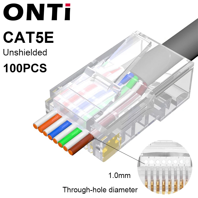 network wire tester ONTi RJ45 Crimp Tool Pass Through Crimper for Crimping Cat8/7/6/5 Cat5e Connector with Replacement Blade Ethernet Cable Stripper network repair kit Networking Tools