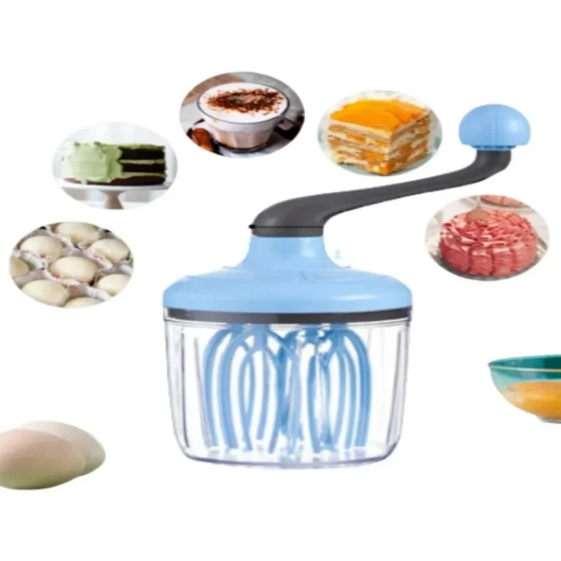 Egg Beater Hand Mixer Semi-Automatic Egg Whisk Milk Frother Handheld Mixer Hand Cranked Baking Tool