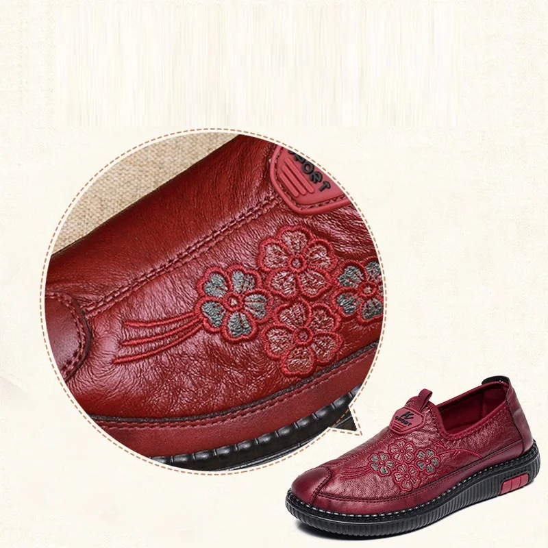 2023 New Spring /Autumn Genuine Leather Breathable Flats Ballet Shoes Female Casual Shoes Office Lady Comfort Shoes