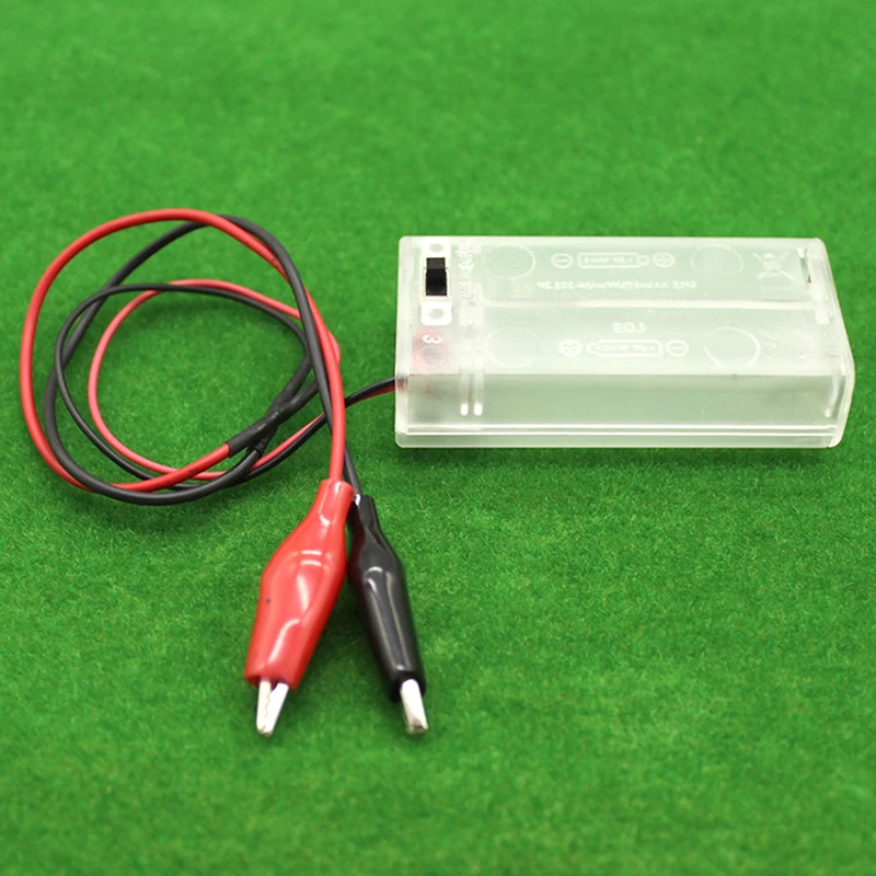 Battery Holder Storage Case Box 3V 2 x AA Batteries Alligator Clips Switch Cover